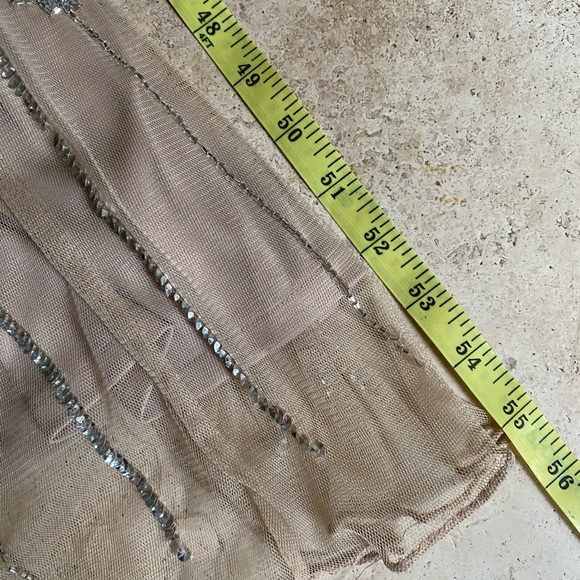 Pissarro Nights Tan & Silver Mesh Beaded Sequin Made in India Gown 6 Wedding - Picture 9 of 11